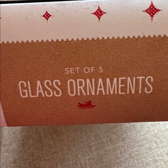 NIB Macy’s Holiday Lane Glass Ornaments Art Deco Fan Gold Glitter Set Of 5 - Picture 2 of 4